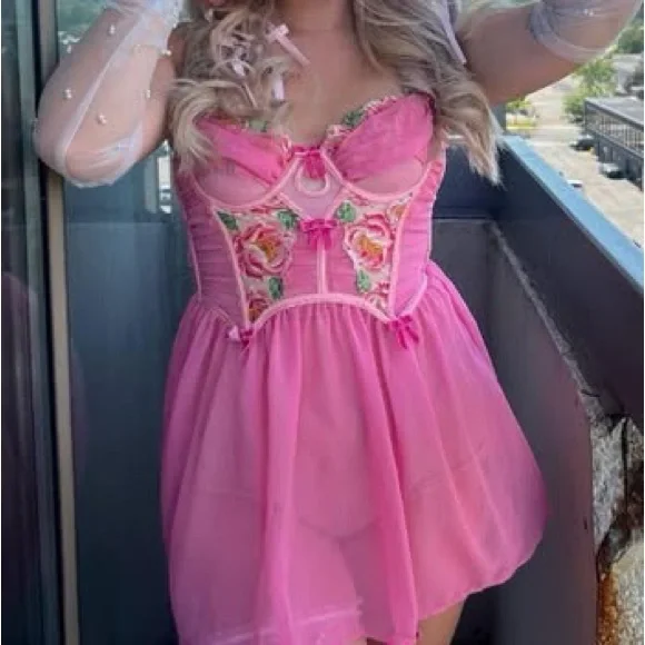 For Love And Lemons Pink Floral Dress - Picture 1 of 2